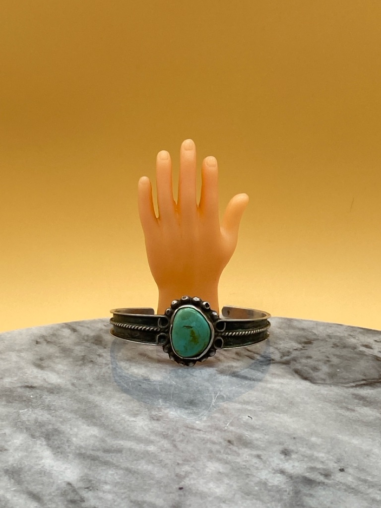Vintage Turquoise Sterling Silver 925 Cuff South Western Bracelet - 00g0bw